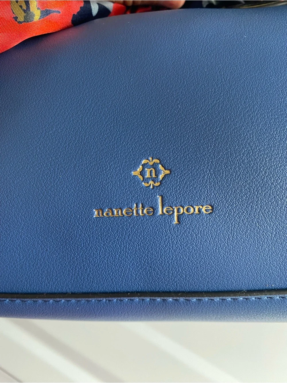 Nanette Lepore Navy Blue Tote with Floral Scarf